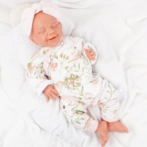17inch Realistic Full Body Silicone Closed Eyes Newborn Mia-nude Baby Girl